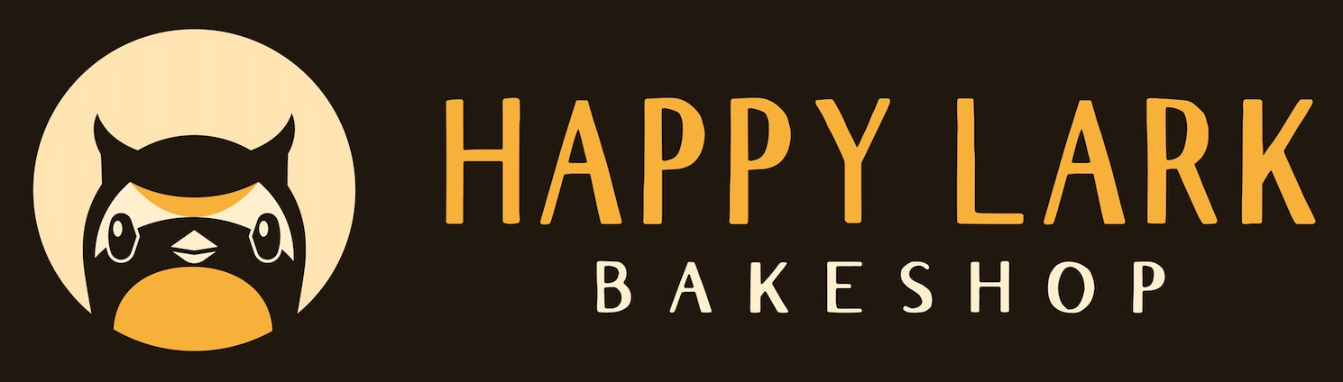 Happy Lark Bakeshop banner with lark mascot